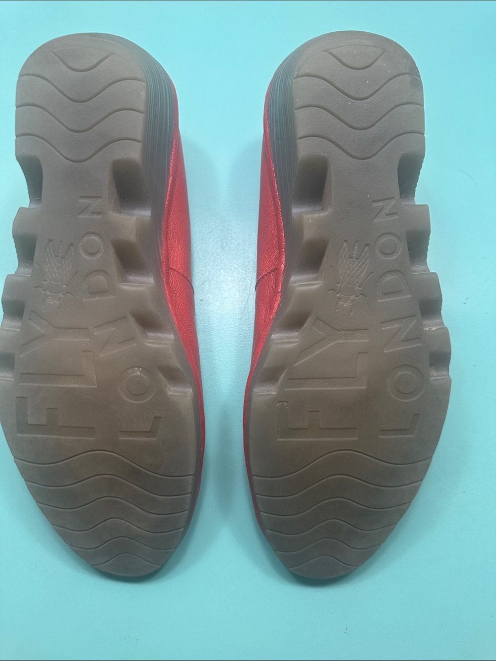 Fly London Red Peep-Toe Leather Flats - Picture 3 of 6